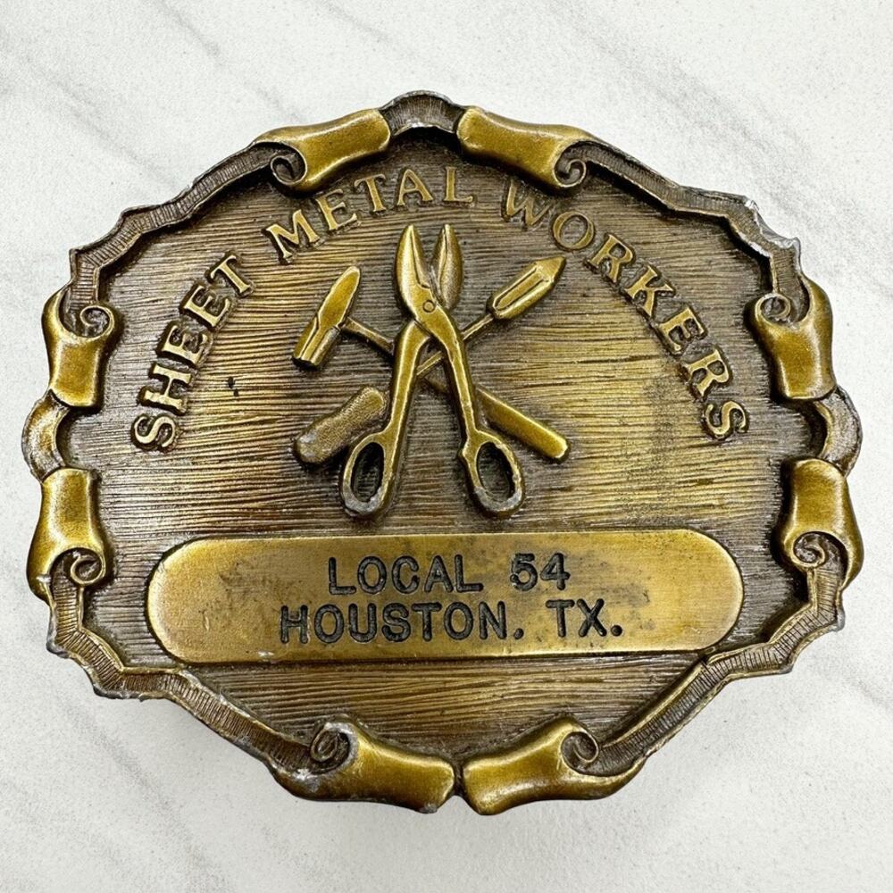 Vintage Sheet Metal Workers Local 54 Houston TX R&M Industries Belt Buckle ✨